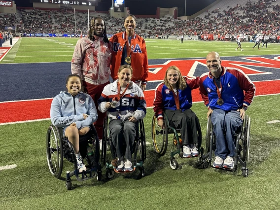 Group Photo of Paralympians: Blaise Mutware, Whitney Dosty, Chelsea Stein, Courtney Ryan, Josie Aslakson & Paul Schulte