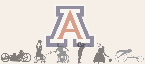 University of Arizona logo with images of adaptive athletics athletes in action