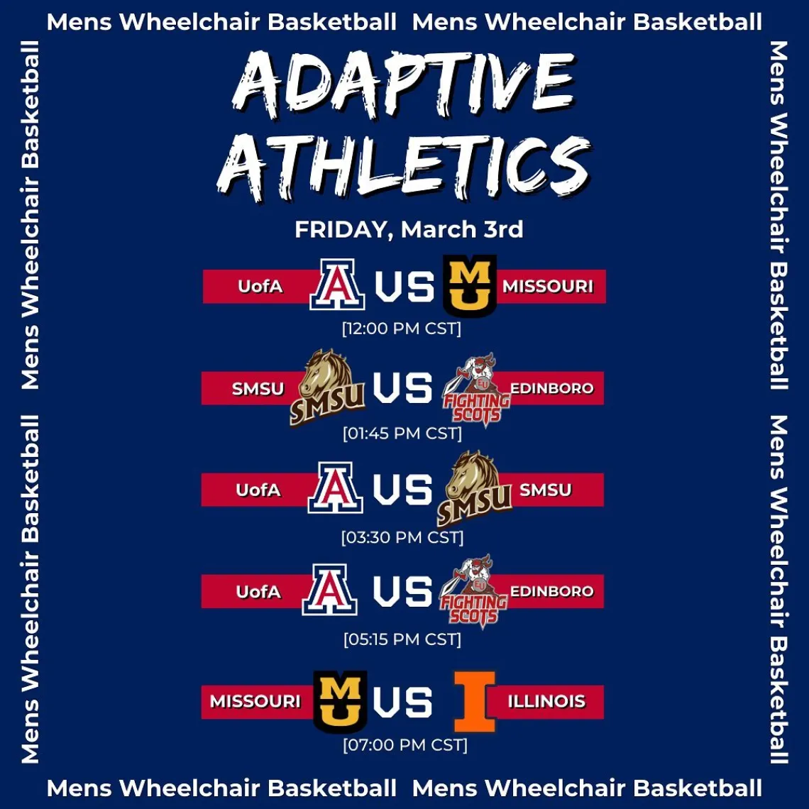 Men's Basketball Schedule for Friday, March 3rd